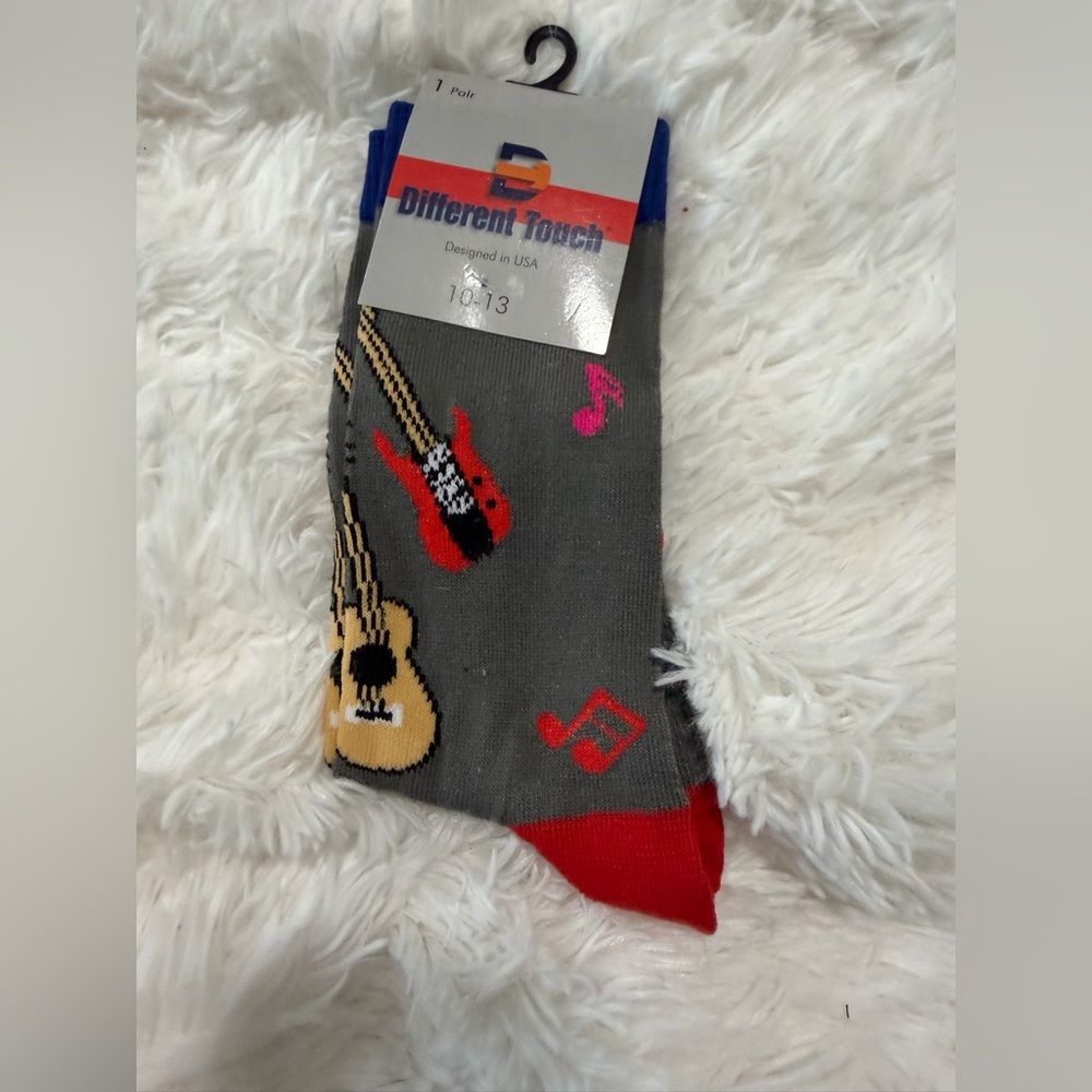 Gray Guitar Pattern Socks - Picture 2 of 2